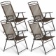 Set of 4 patio folding sling chairs with durable steel frames, breathable fabric, ideal for outdoor use and easy.